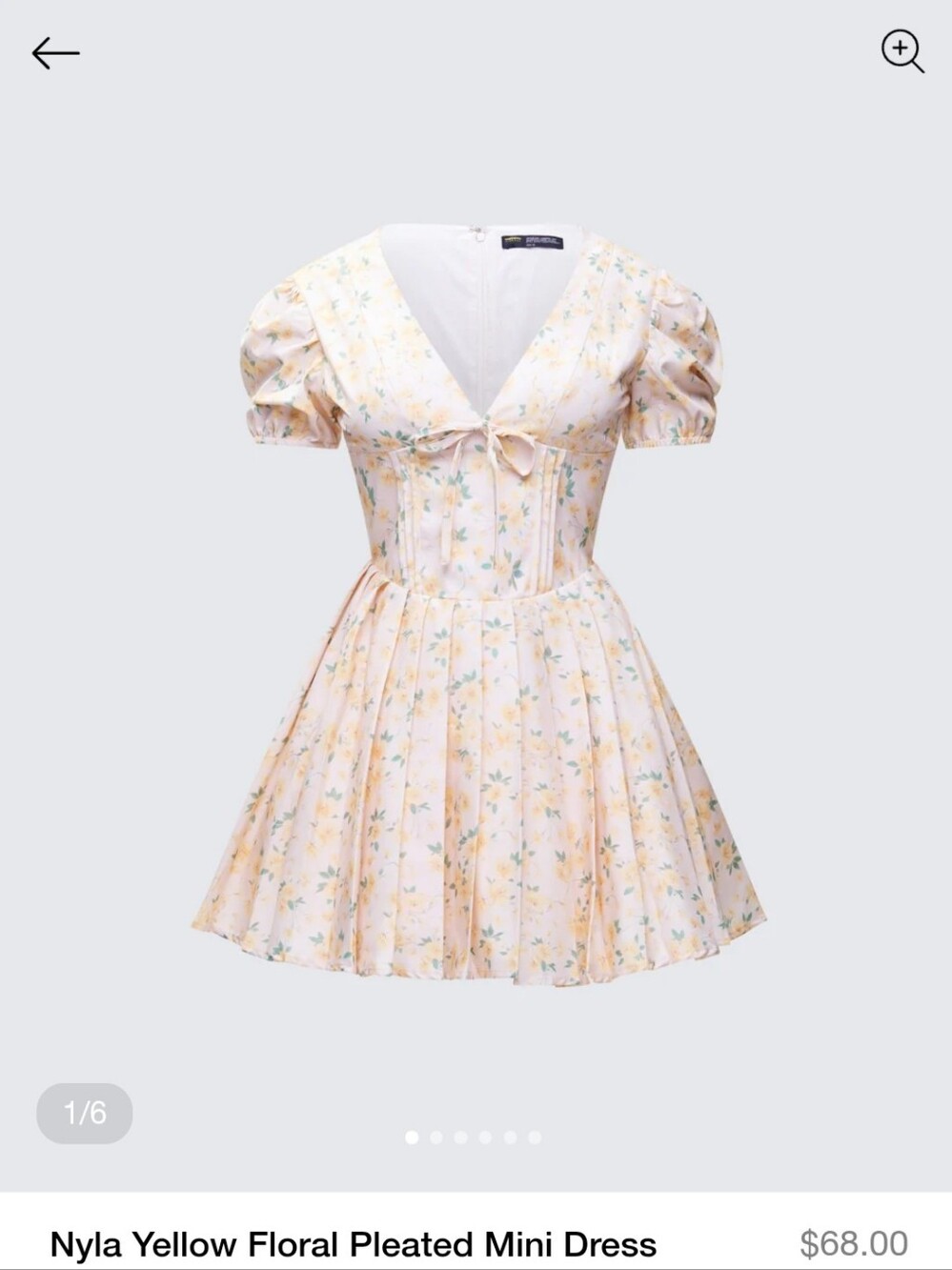 Finesse Nyla Yellow Floral Pleated Mini Dress Size 2X